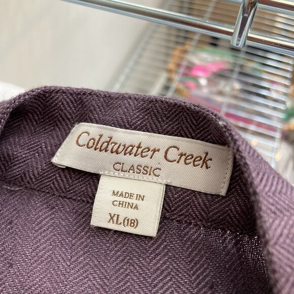Coldwater Creek Women's Plum Linen Open Front Cardigan Size XL Lagenlook Flowy - Picture 5 of 12